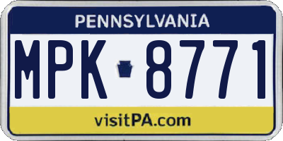PA license plate MPK8771