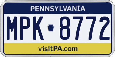 PA license plate MPK8772