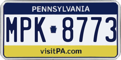 PA license plate MPK8773