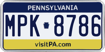 PA license plate MPK8786