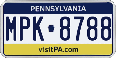 PA license plate MPK8788