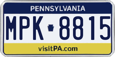 PA license plate MPK8815