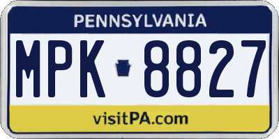 PA license plate MPK8827