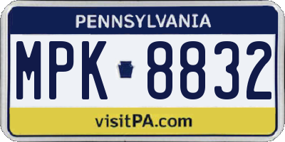PA license plate MPK8832