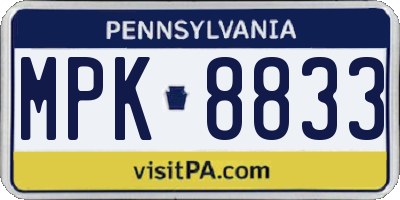 PA license plate MPK8833