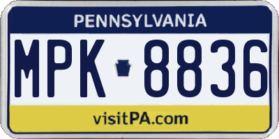PA license plate MPK8836