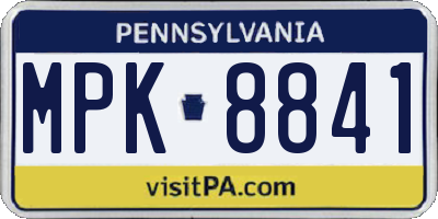 PA license plate MPK8841