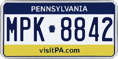 PA license plate MPK8842