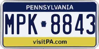 PA license plate MPK8843