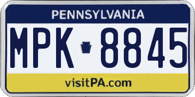PA license plate MPK8845