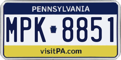 PA license plate MPK8851