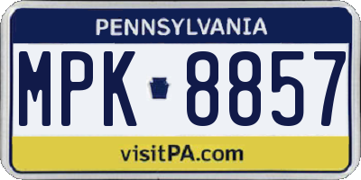 PA license plate MPK8857