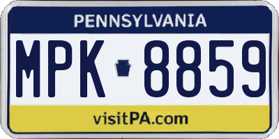 PA license plate MPK8859