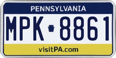PA license plate MPK8861