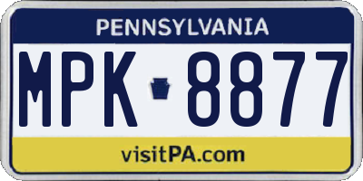 PA license plate MPK8877