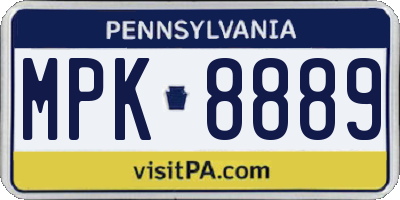 PA license plate MPK8889