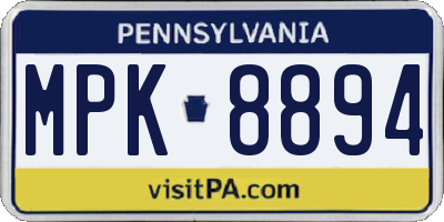 PA license plate MPK8894