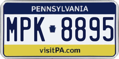PA license plate MPK8895