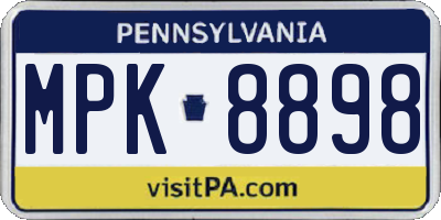 PA license plate MPK8898