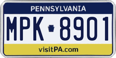 PA license plate MPK8901