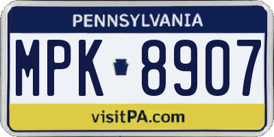 PA license plate MPK8907
