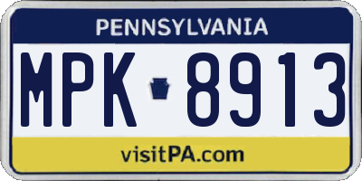 PA license plate MPK8913