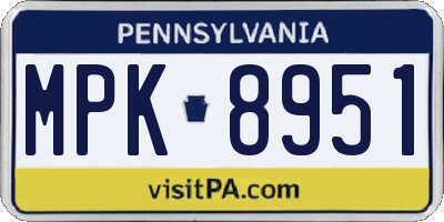 PA license plate MPK8951