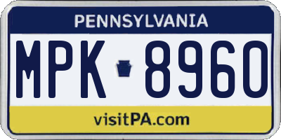 PA license plate MPK8960