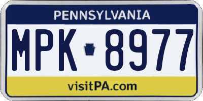 PA license plate MPK8977