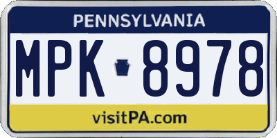 PA license plate MPK8978