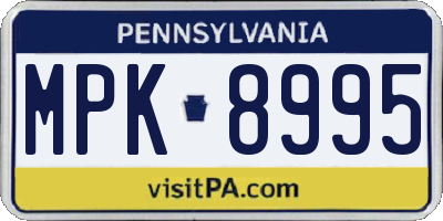 PA license plate MPK8995
