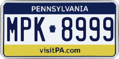 PA license plate MPK8999