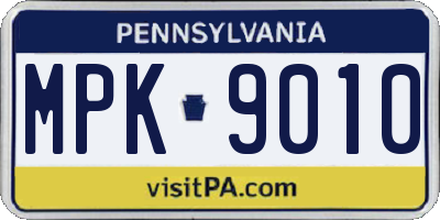 PA license plate MPK9010