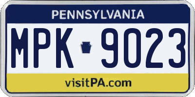 PA license plate MPK9023