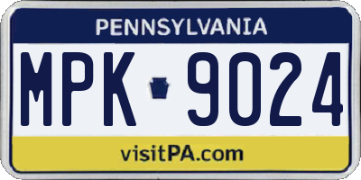 PA license plate MPK9024