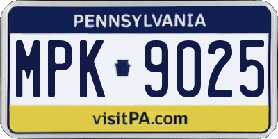 PA license plate MPK9025