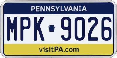 PA license plate MPK9026