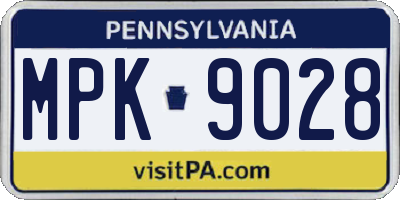 PA license plate MPK9028