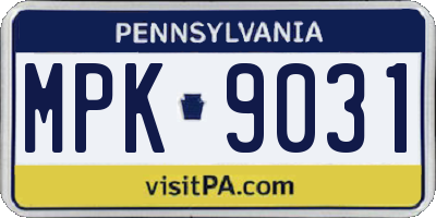 PA license plate MPK9031