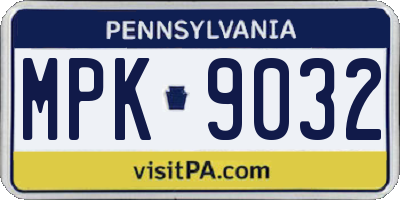 PA license plate MPK9032