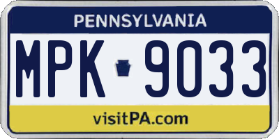 PA license plate MPK9033