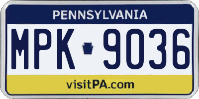 PA license plate MPK9036