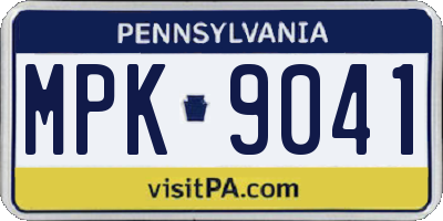 PA license plate MPK9041