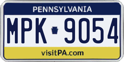 PA license plate MPK9054