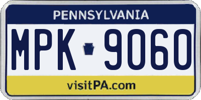 PA license plate MPK9060