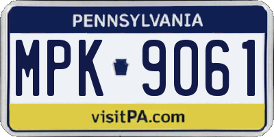 PA license plate MPK9061