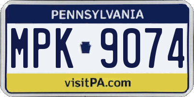 PA license plate MPK9074