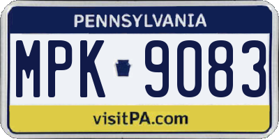 PA license plate MPK9083