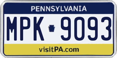 PA license plate MPK9093