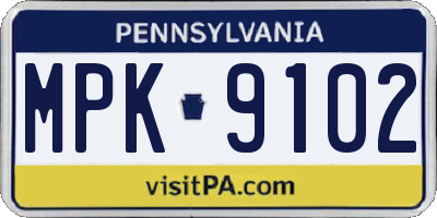 PA license plate MPK9102